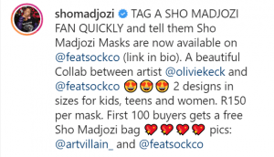 Sho Madjozi Launches Limited Edition Kids & Adult Face Masks